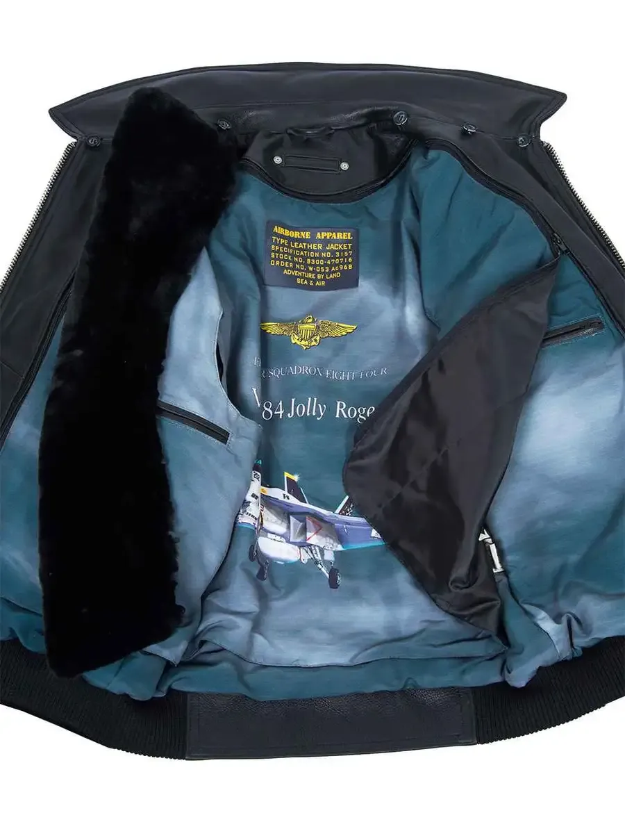 NEU ANKUNFT – TOP GUN JOLLY ROGERS FLIGHT LEDERJACKE SCHWARZ