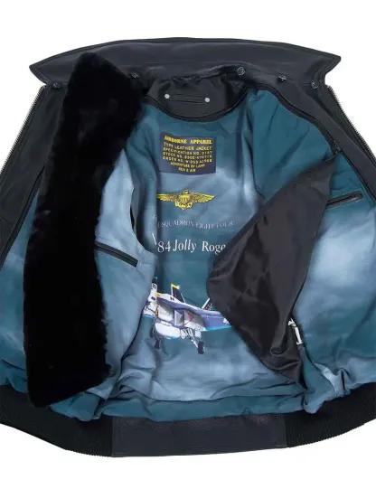 NEU ANKUNFT – TOP GUN JOLLY ROGERS FLIGHT LEDERJACKE SCHWARZ