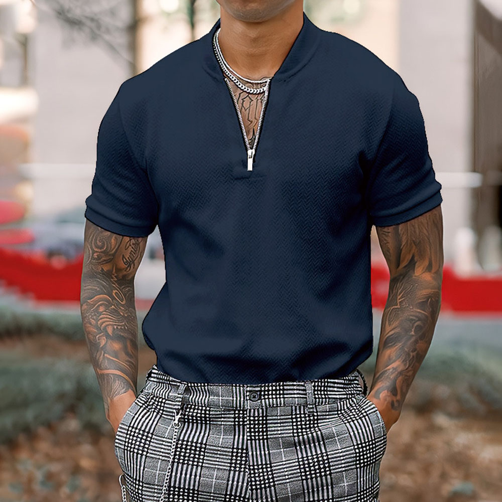 Dazalle™ Neues Poloshirt mit Reißverschluss für Herren, kurzärmeliges Herren-T-Shirt