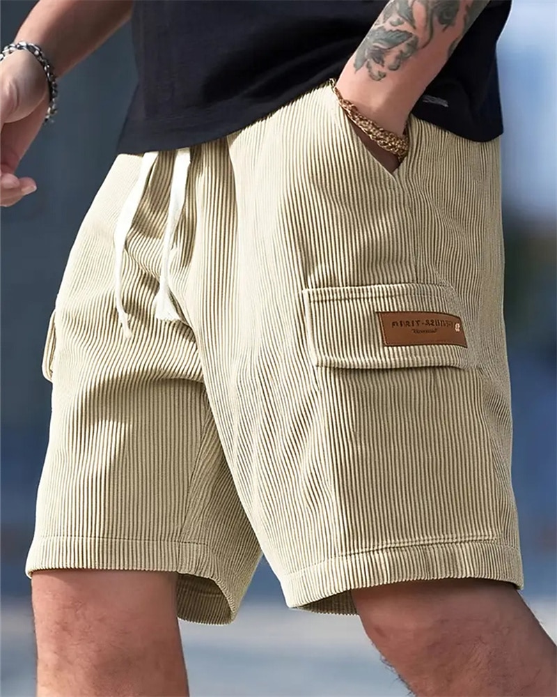 Herren-Cargoshorts, Sommershorts, elastischer Bund mit Kordelzug, mehrere Taschen, schlicht