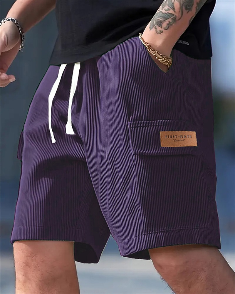 Herren-Cargoshorts, Sommershorts, elastischer Bund mit Kordelzug, mehrere Taschen, schlicht