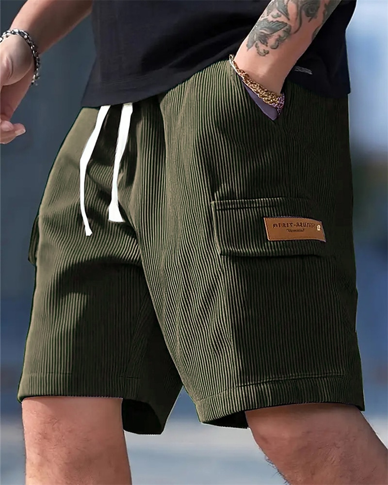 Herren-Cargoshorts, Sommershorts, elastischer Bund mit Kordelzug, mehrere Taschen, schlicht