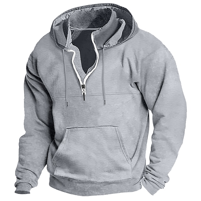 Men's Hoodie Quarter Zip Hoodie Tactical Streetwear Cool Casual Spring &  Fall Clothing