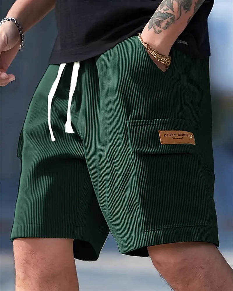 Herren-Cargoshorts, Sommershorts, elastischer Bund mit Kordelzug, mehrere Taschen, schlicht