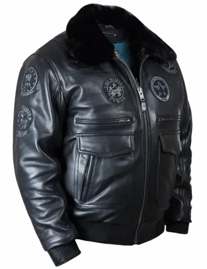 NEU ANKUNFT – TOP GUN JOLLY ROGERS FLIGHT LEDERJACKE SCHWARZ