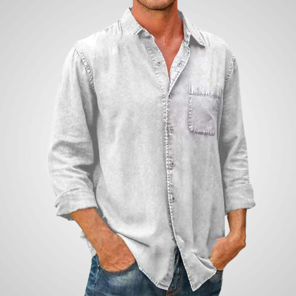 THERLING Neues einreihiges einfarbiges Revershemd für Herren