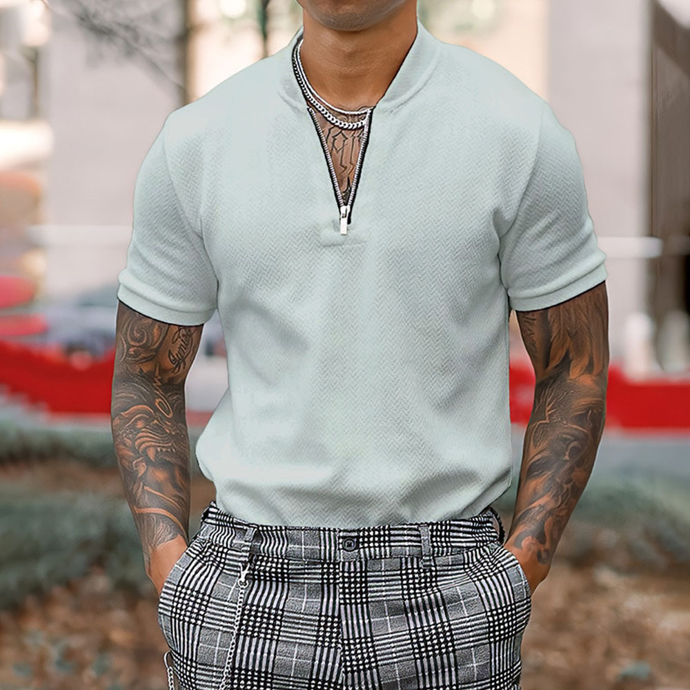 Dazalle™ Neues Poloshirt mit Reißverschluss für Herren, kurzärmeliges Herren-T-Shirt