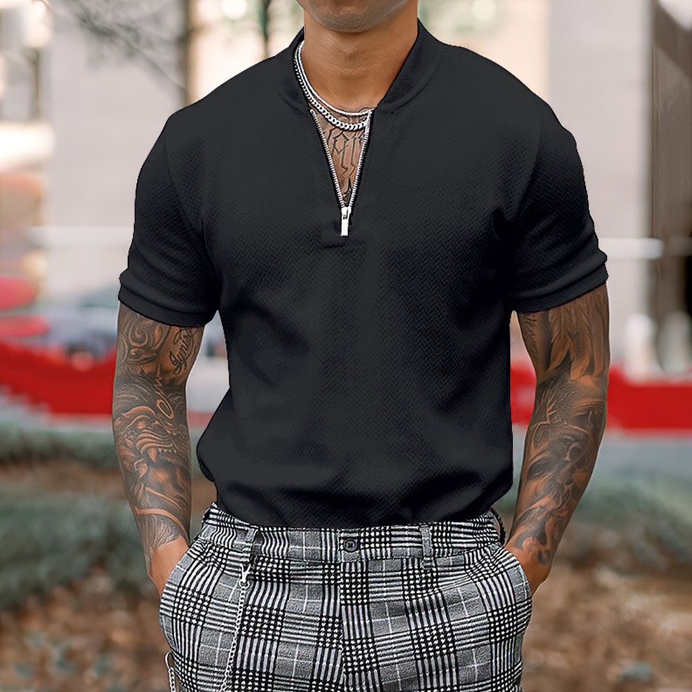 Dazalle™ Neues Poloshirt mit Reißverschluss für Herren, kurzärmeliges Herren-T-Shirt