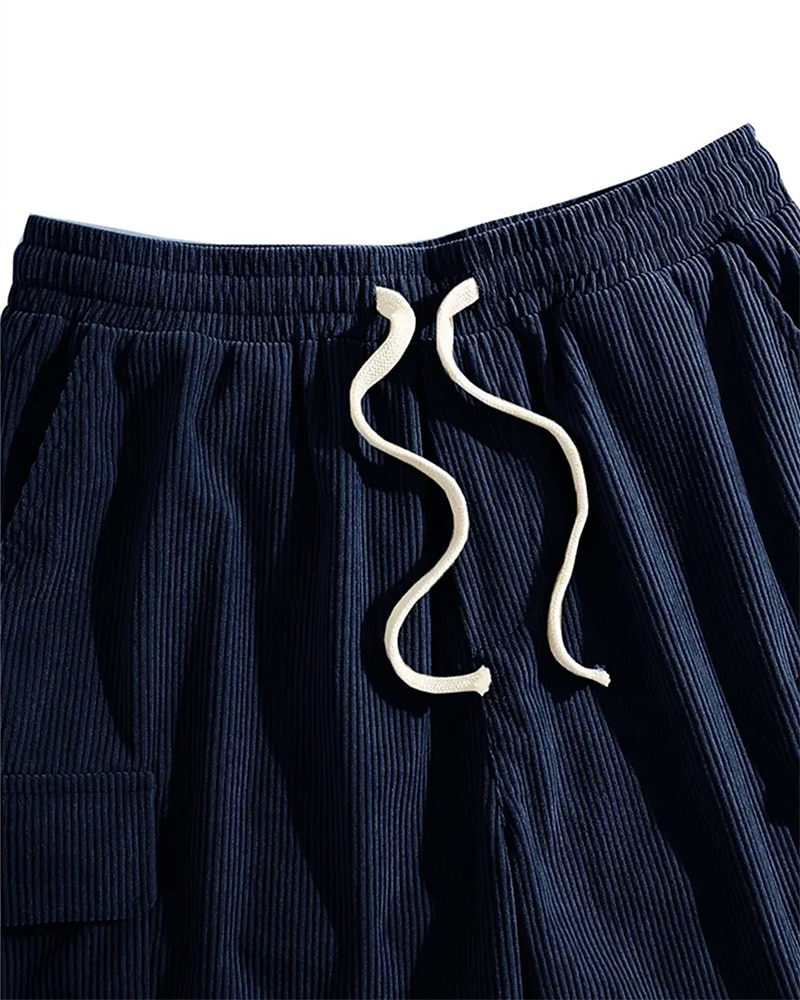 Herren-Cargoshorts, Sommershorts, elastischer Bund mit Kordelzug, mehrere Taschen, schlicht