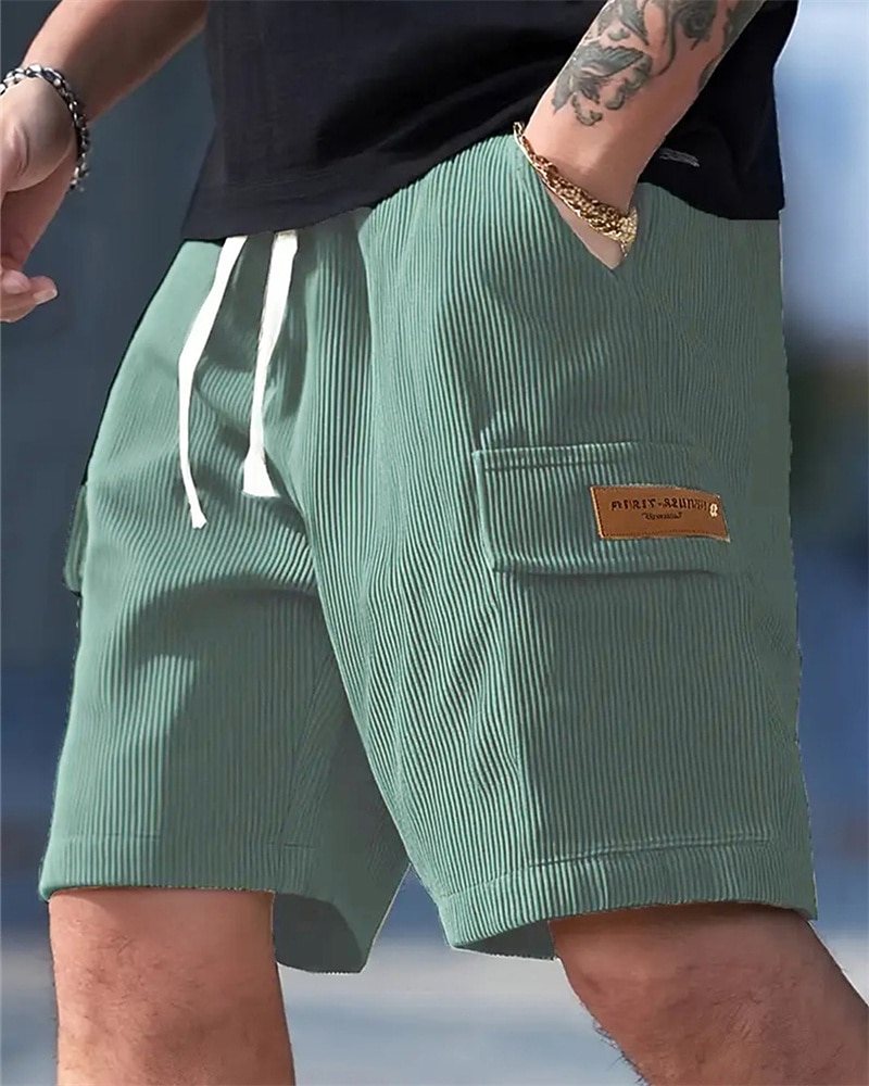 Herren-Cargoshorts, Sommershorts, elastischer Bund mit Kordelzug, mehrere Taschen, schlicht