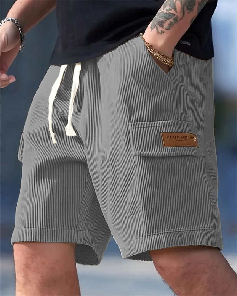 Herren-Cargoshorts, Sommershorts, elastischer Bund mit Kordelzug, mehrere Taschen, schlicht