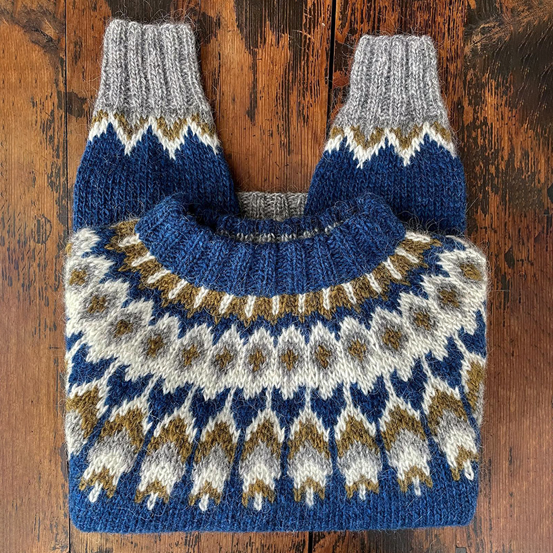 Vintage Icelandic Knit Jacquard Warmth Crew Neck Sweater(Unisex)