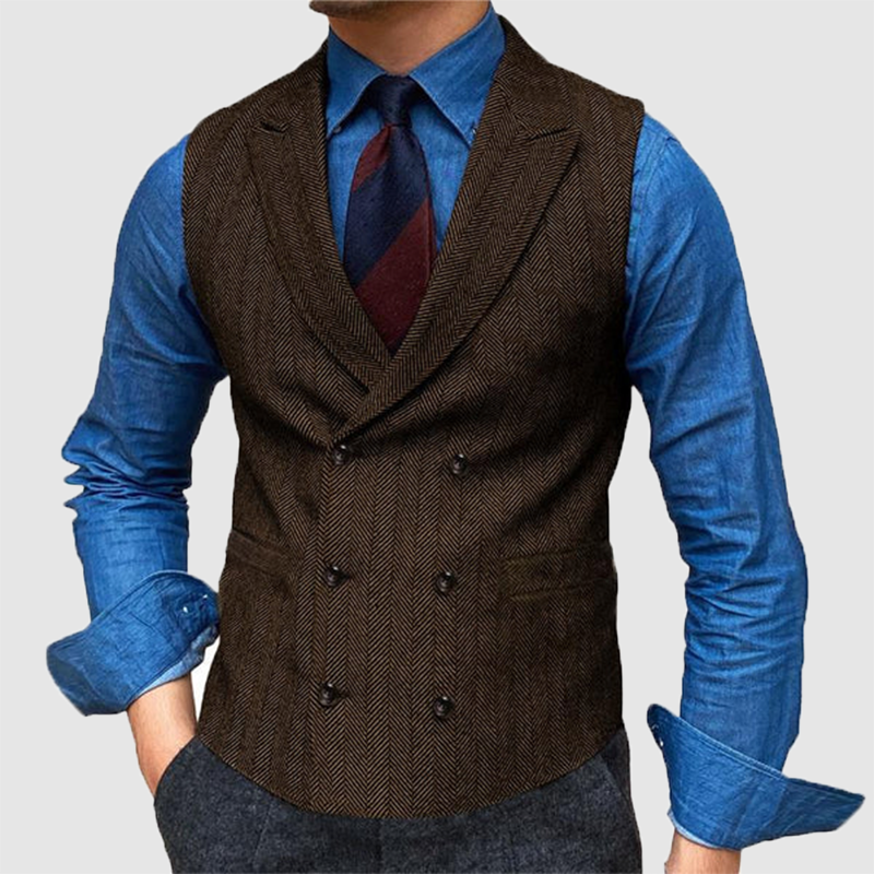 Men's vest British slim men's double-breasted plaid suit vest