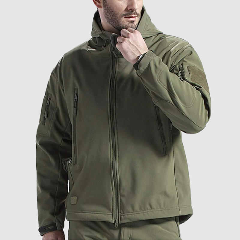 Men's shark skin soft shell jacket hooded jacket waterproof wind climb