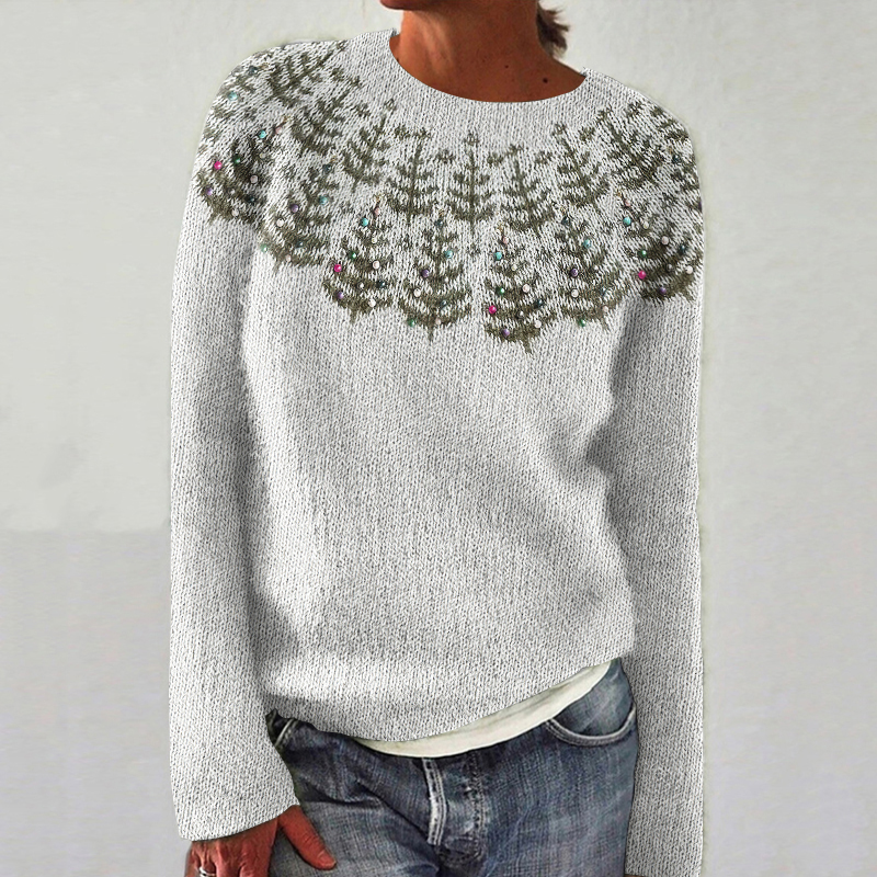 Christmas Tree Print Knitted Cozy Sweater