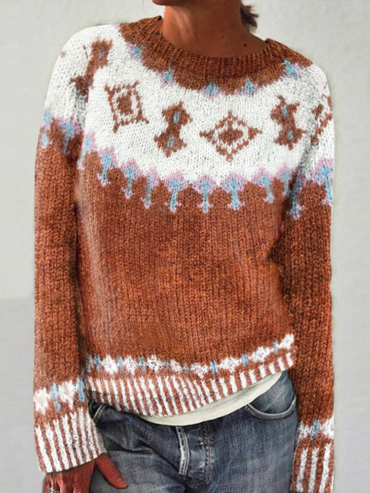 Vintage Fairman Island Geometric Crew Neck Sweater