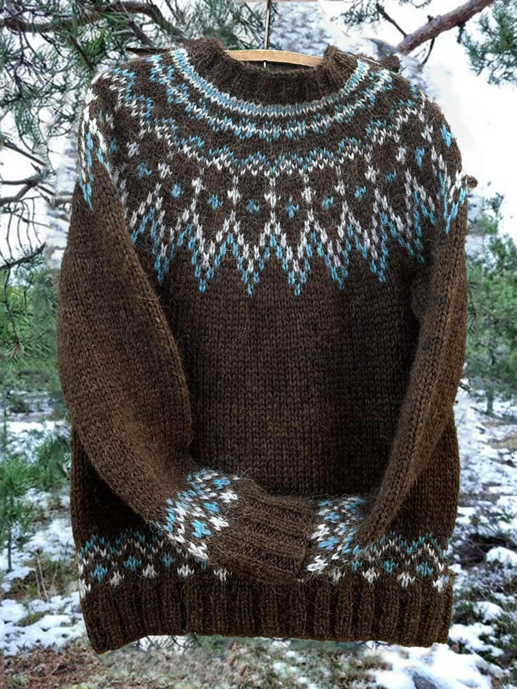 Vintage Icelandic Knitted Jacquard Warm Sweater (Unisex)