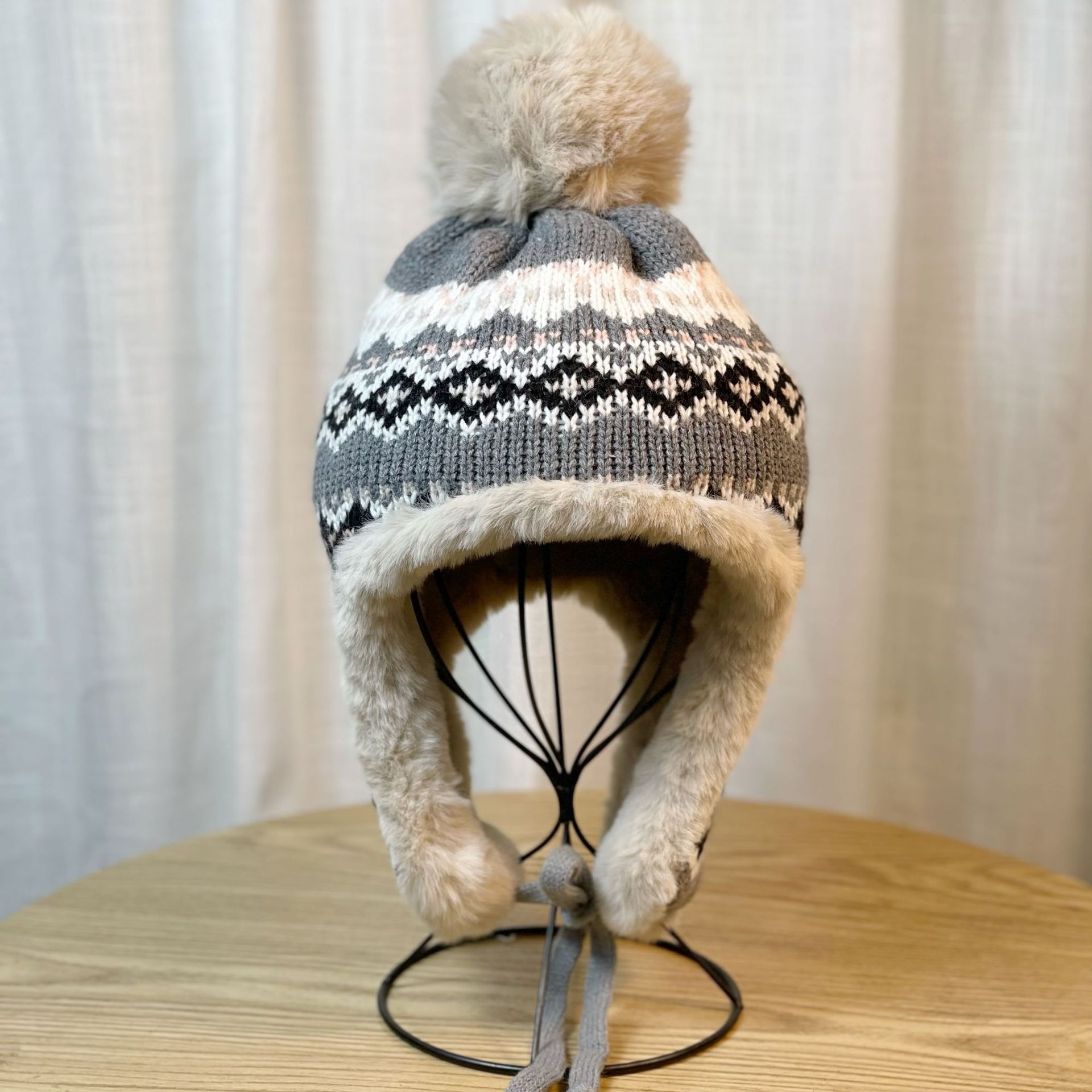 Vintage Plush Fairman Island Jacquard Plush Hat