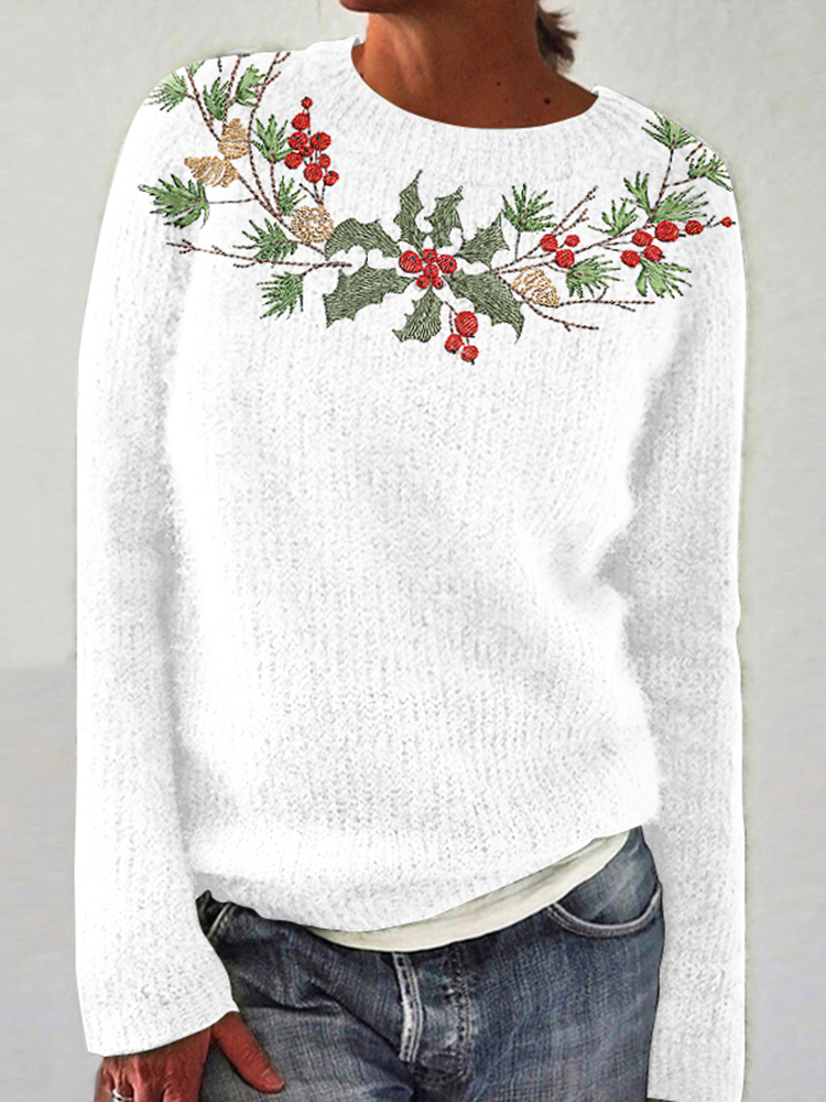 Christmas Wreath Knitted Jacquard Sweater