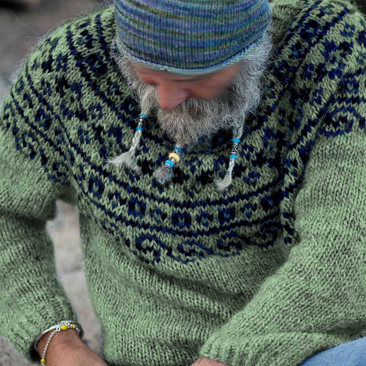 Vintage Beautiful Norwegian Knit Jacquard Crew Neck Sweater(Unisex)