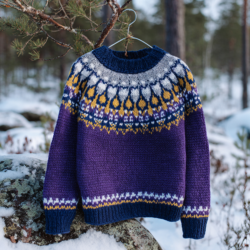 Vintage Icelandic Knit Jacquard Warmth Crew Neck Sweater(unisex)