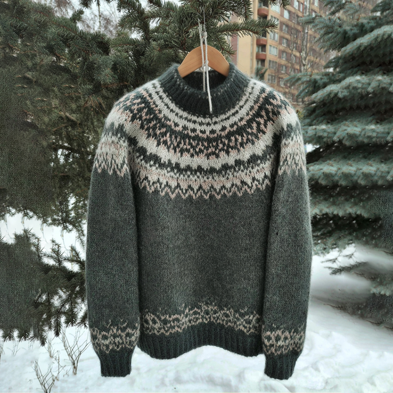 Vintage Icelandic Knit Jacquard Warmth Crew Neck Sweater(unisex)