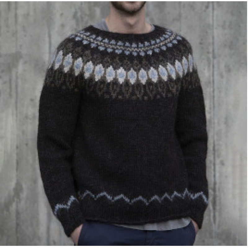 Vintage Knitted Jacquard Iceland Cozy Crew Neck Sweater
