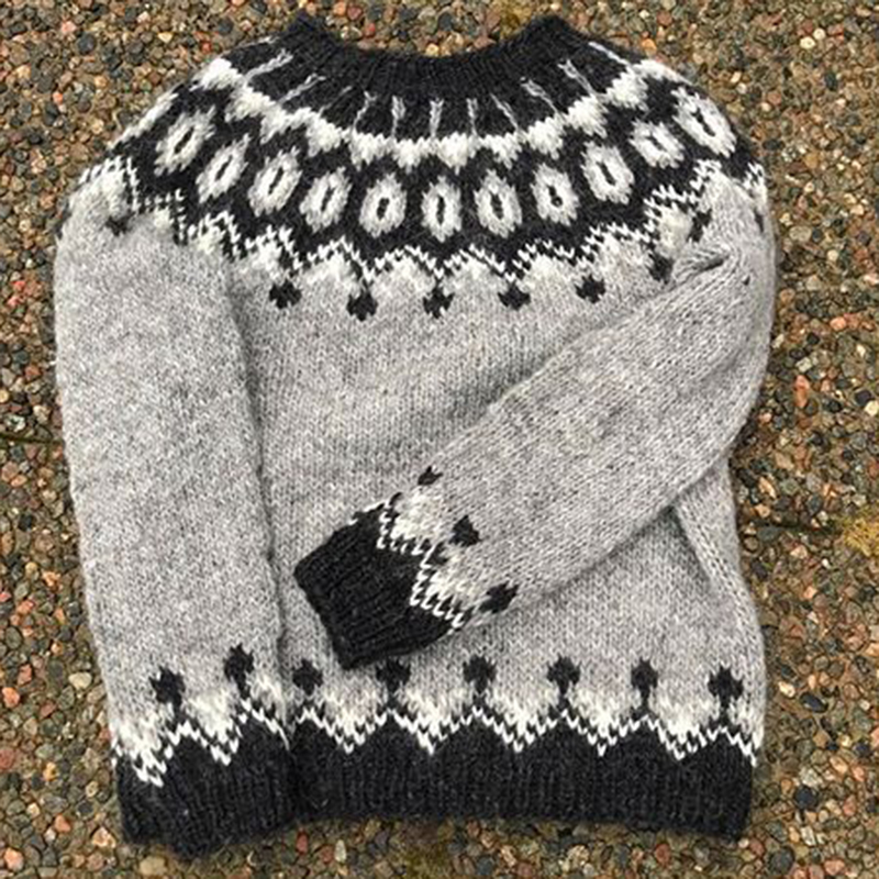 Icelandic Vintage Warmth Knit Jacquard Crew Neck Sweater(Unisex)
