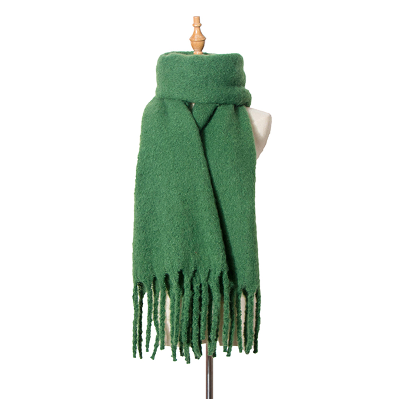 Vintage Thick Fringed Solid Color Scarf