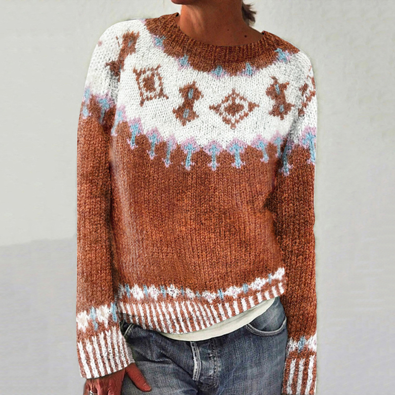 Vintage Fairman Island Geometric Crew Neck Sweater