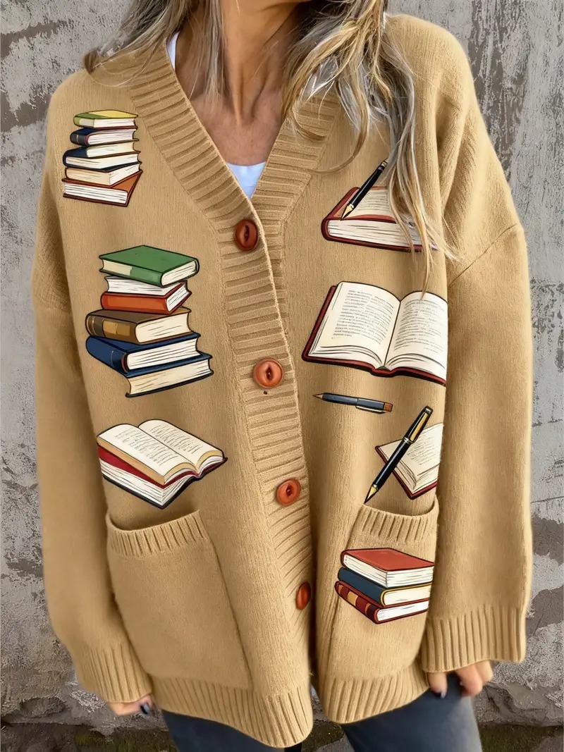 Plus Size Women's V-Neck Button Down Cardigan Sweater