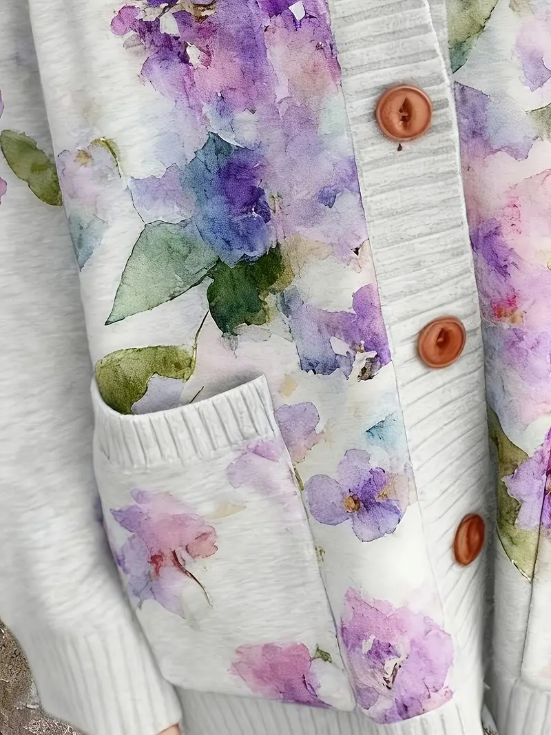 Plus Size Women's V-Neck Button Down Cardigan Sweater