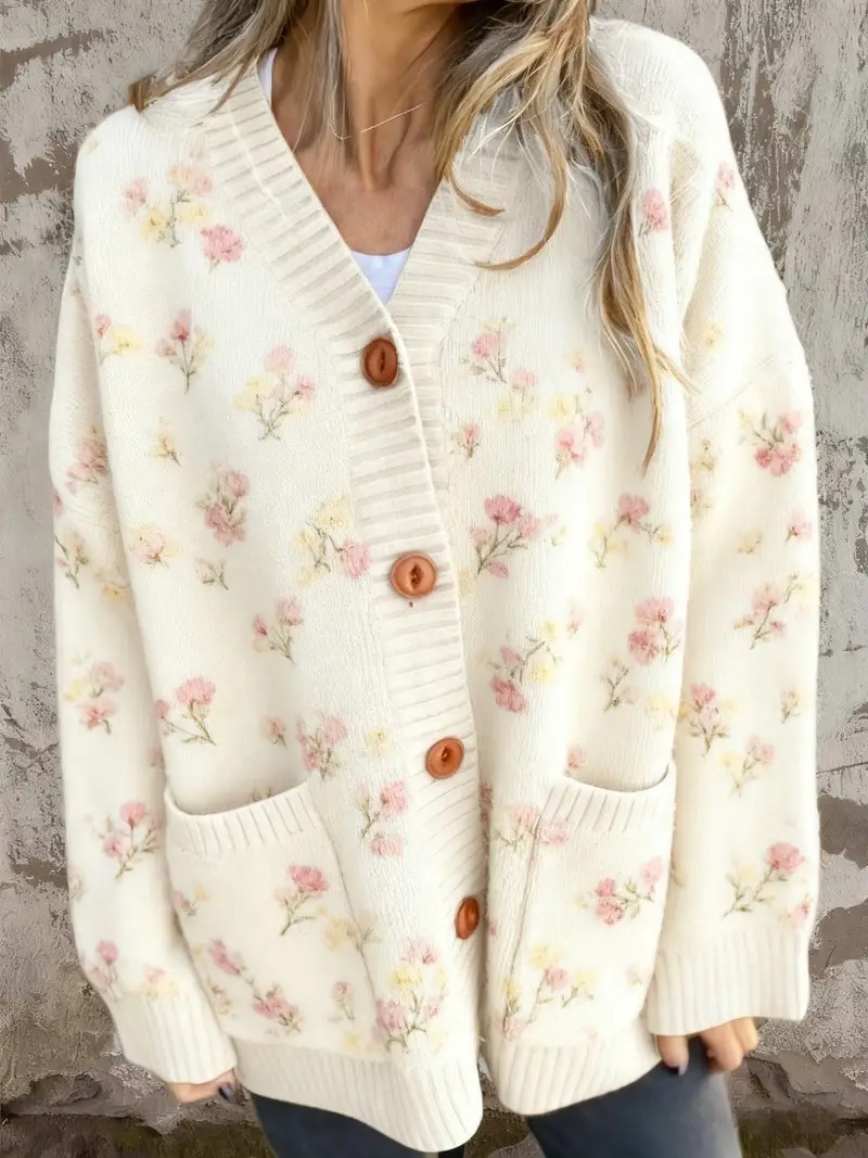  Plus Size Women's V-Neck Button Down Cardigan Sweater