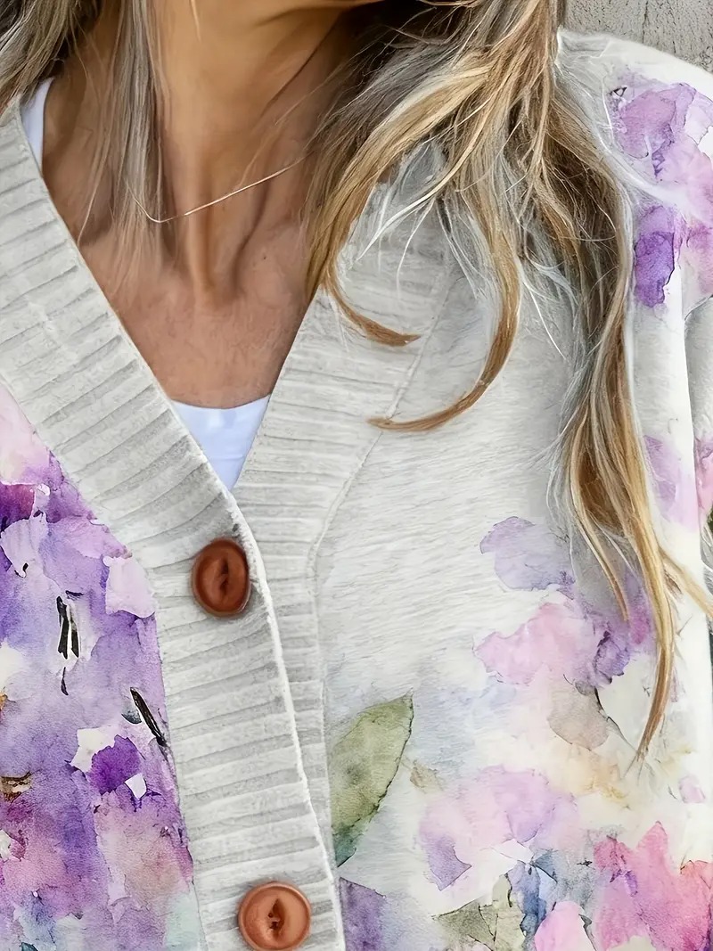 Plus Size Women's V-Neck Button Down Cardigan Sweater