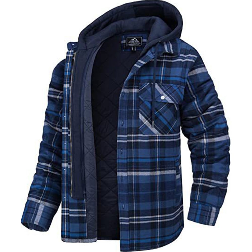 Ricemly Neue abnehmbare karierte Kapuzenjacke für Herren