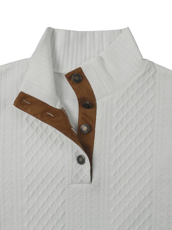 Bequemer, lässiger Outdoor-Pullover mit Stehkragen und langen Ärmeln für Herren