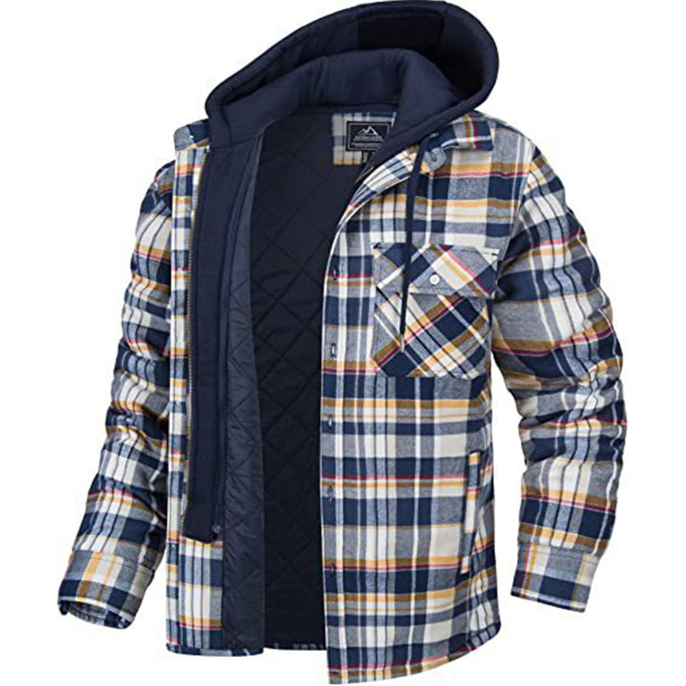 Ricemly Neue abnehmbare karierte Kapuzenjacke für Herren