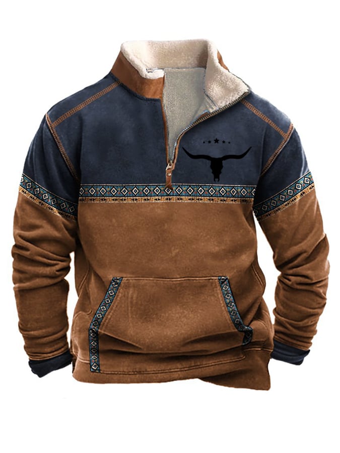 Men's Vintage Western Print Long Sleeve Sweatshirt