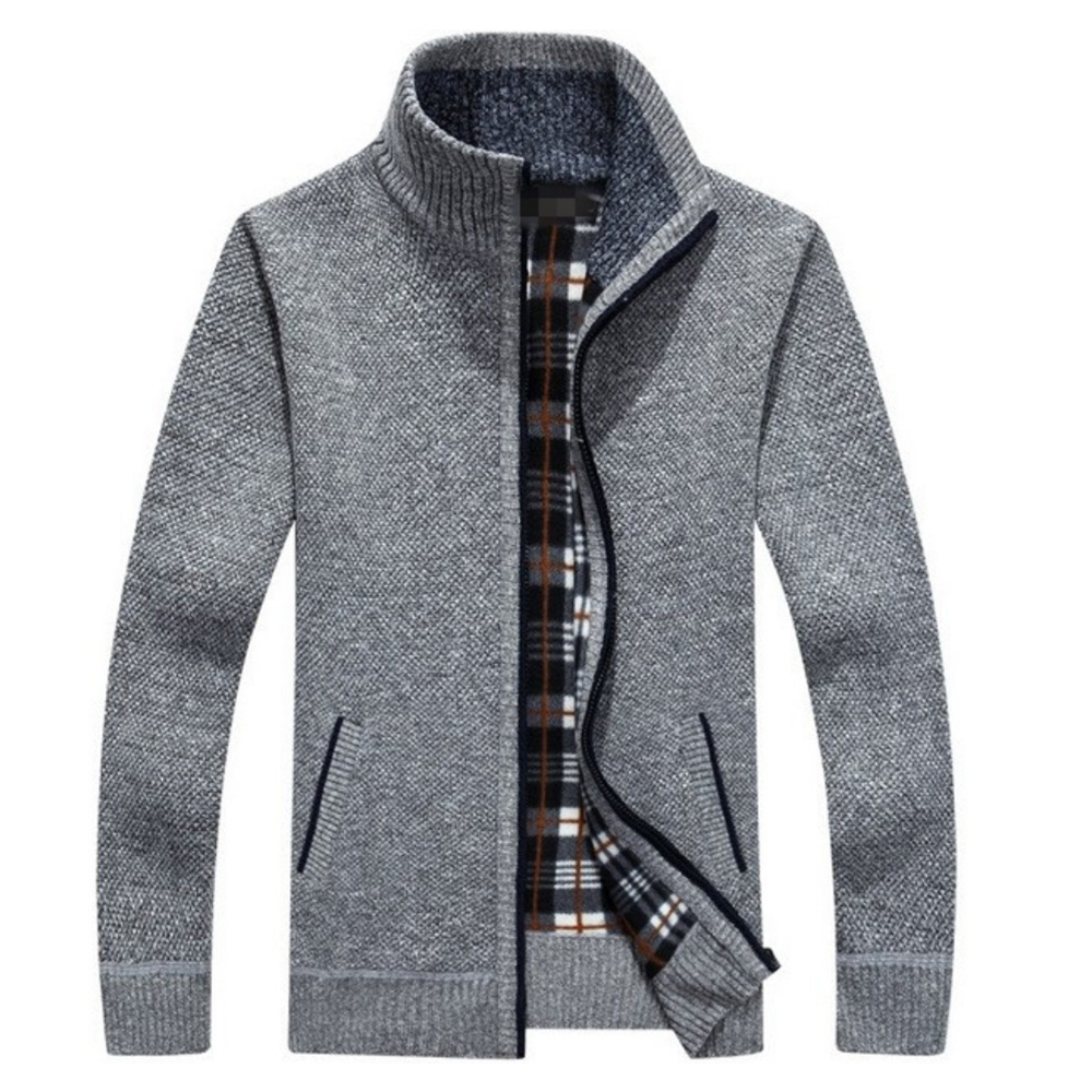 Ricemly Wattierte Fleecejacke mit Rollkragen und Reißverschluss für Herren