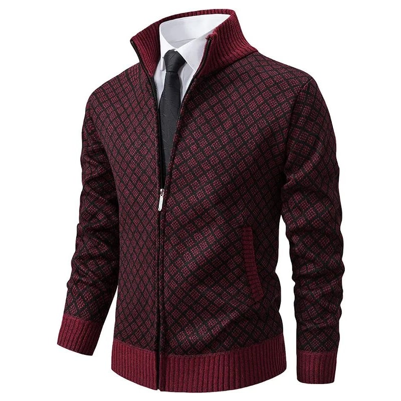 Stand Collar Slim Fit JACQUARD KNITTED SWEATER