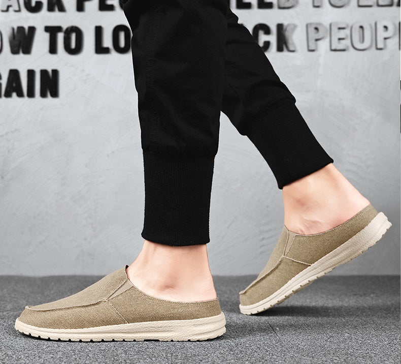 Herren verschleißfeste Hausschuhe ohne Schnürsenkel aus Segeltuch