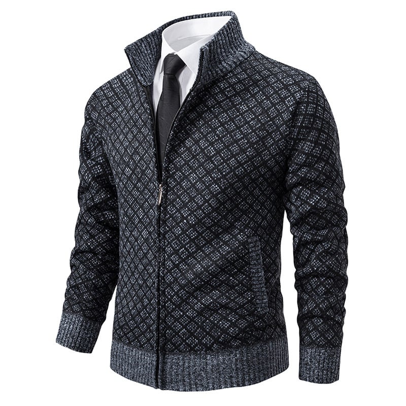 Stand Collar Slim Fit JACQUARD KNITTED SWEATER