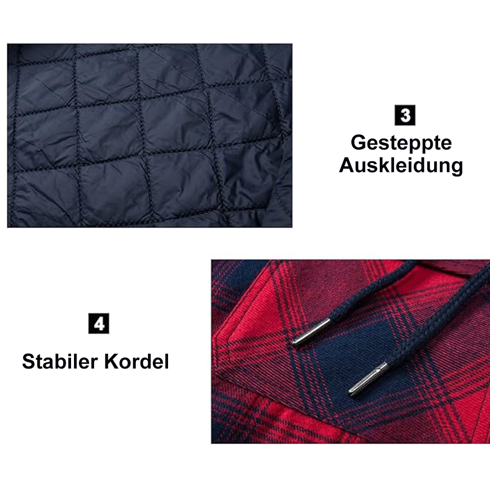 Ricemly Neue abnehmbare karierte Kapuzenjacke für Herren