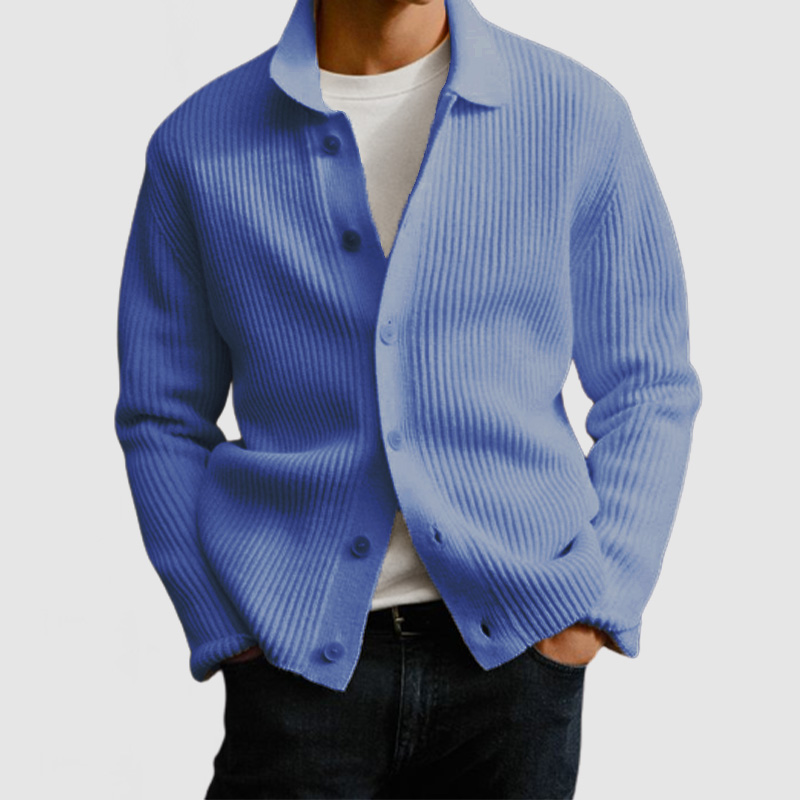 Lässiger Herren-Strickpullover mit Revers und Knopfleiste