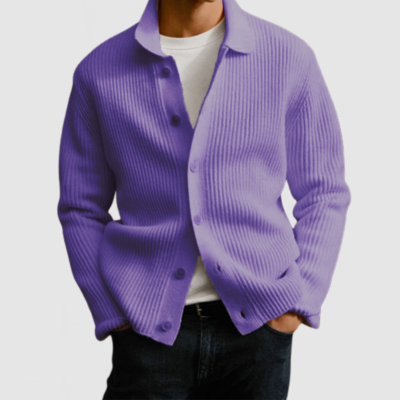 Lässiger Herren-Strickpullover mit Revers und Knopfleiste