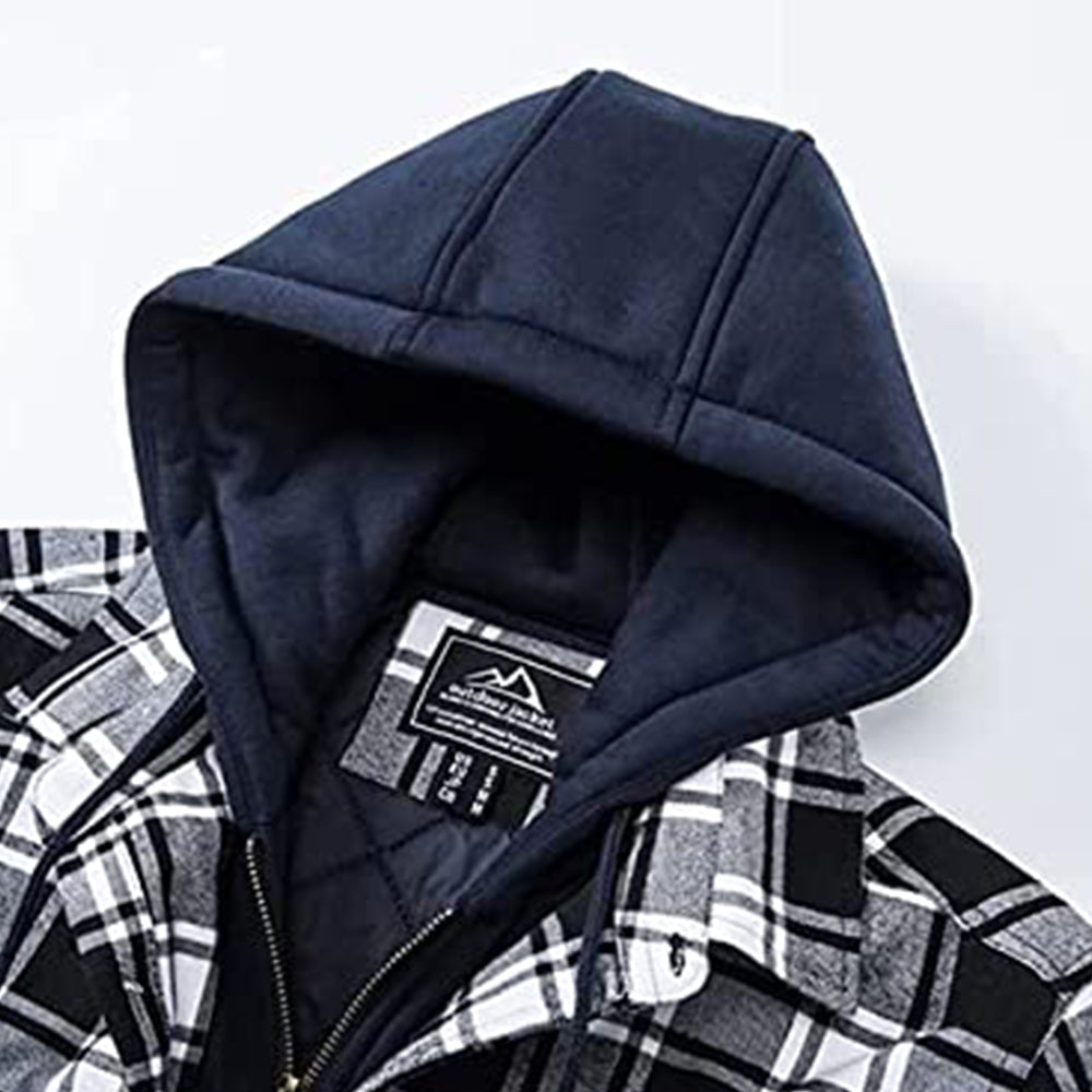 Ricemly Neue abnehmbare karierte Kapuzenjacke für Herren