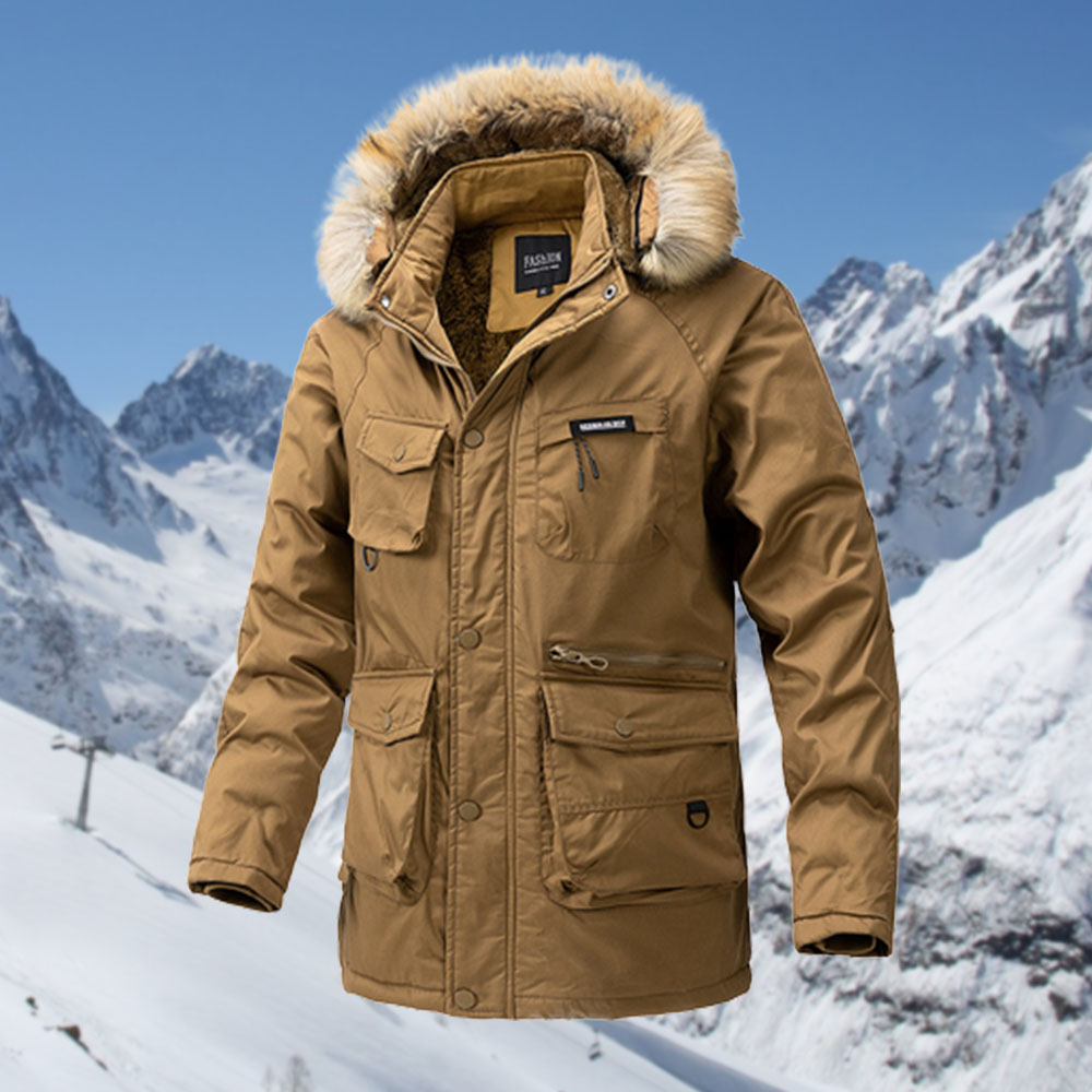 Ricemly Herren-Fleece-verdickte Kapuzenjacke mit mehreren Taschen