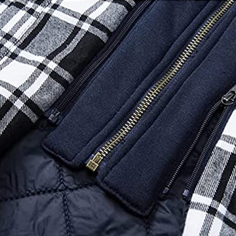 Ricemly Neue abnehmbare karierte Kapuzenjacke für Herren