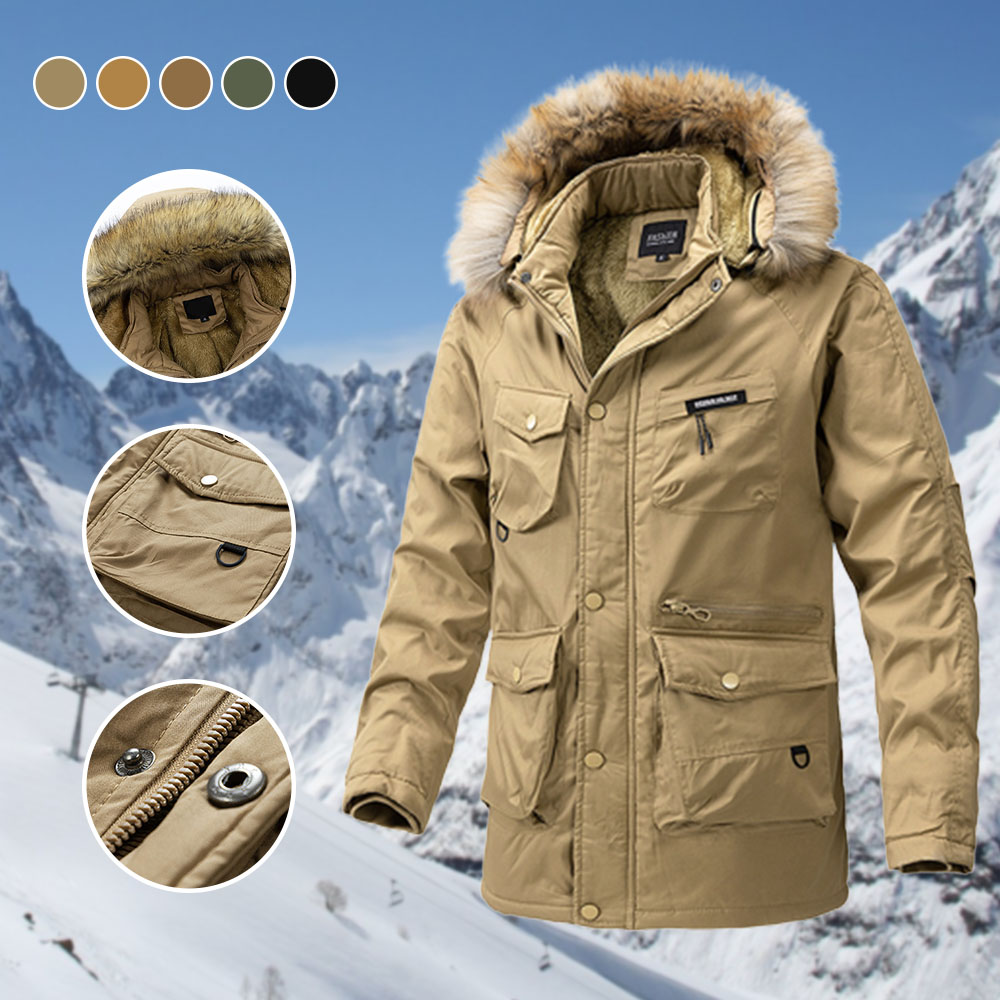 Ricemly Herren-Fleece-verdickte Kapuzenjacke mit mehreren Taschen