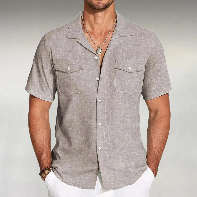 Lässiges Leinenhemd mit Revers und Knopfleiste für Herren
